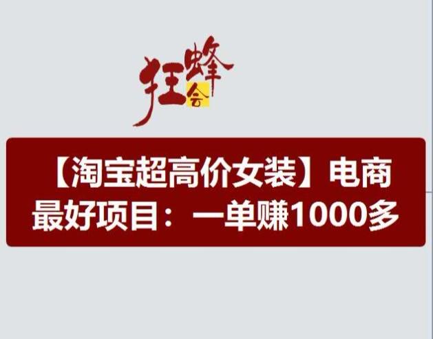 淘宝超高价女装项目，电商最好赛道，一单赚1000多-爱找项目网