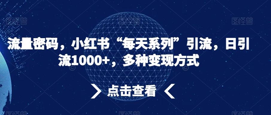 流量密码，小红书“每天系列”引流，日引流1000+，多种变现方式【揭秘】-爱找项目网