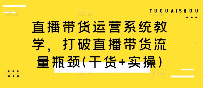 直播带货运营系统教学，打破直播带货流量瓶颈(干货+实操)-爱找项目网