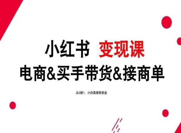 2024年最新小红书变现课，电商&买手带货&接商单，从0到1，小白高效轻创业-爱找项目网