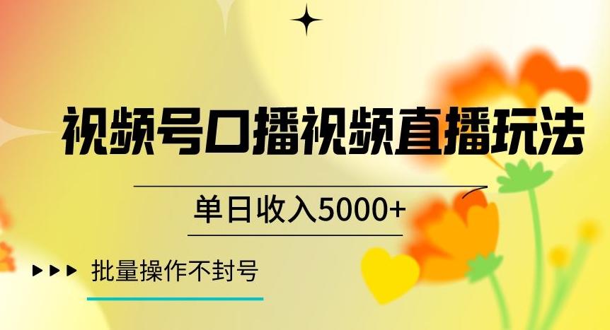 视频号囗播视频直播玩法，单日收入5000+，批量操作不封号【揭秘】-爱找项目网