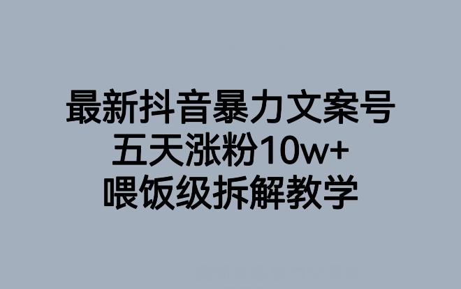 最新抖音暴力文案号，五天涨粉10w+，喂饭级拆解教学-爱找项目网