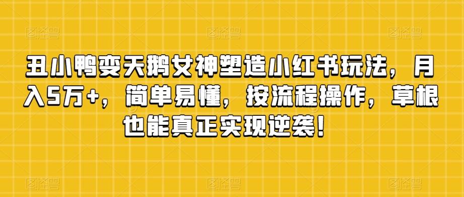 丑小鸭变天鹅女神塑造小红书玩法，月入5万+，简单易懂，按流程操作，草根也能真正实现逆袭！-爱找项目网
