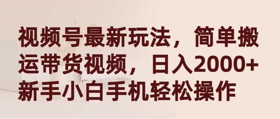 (9486期)视频号最新玩法，简单搬运带货视频，日入2000+，新手小白手机轻松操作-爱找项目网