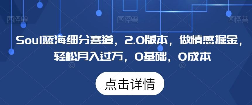Soul蓝海细分赛道，2.0版本，做情感掘金，轻松月入过万，0基础，0成本-爱找项目网