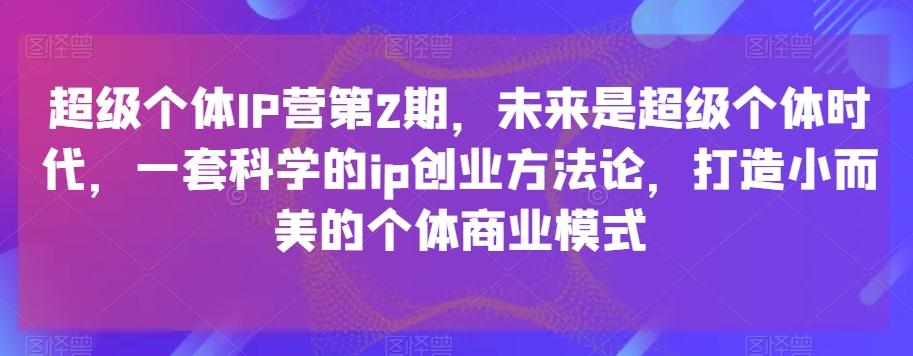 超级个体IP营第2期，未来是超级个体时代，一套科学的ip创业方法论，打造小而美的个体商业模式-爱找项目网