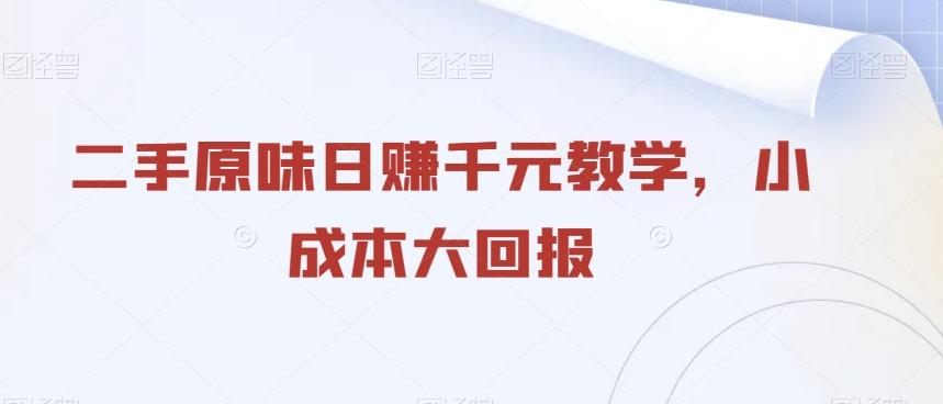 二手原味日赚千元教学，小成本大回报-爱找项目网