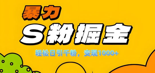 单人单机日引千粉，变现1k+，S粉流量掘金计划攻略【揭秘】-爱找项目网