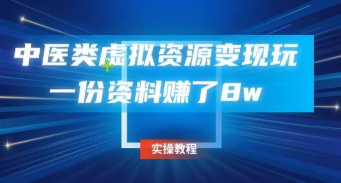中医类虚拟资源变现玩法，一份资料赚了8w-爱找项目网