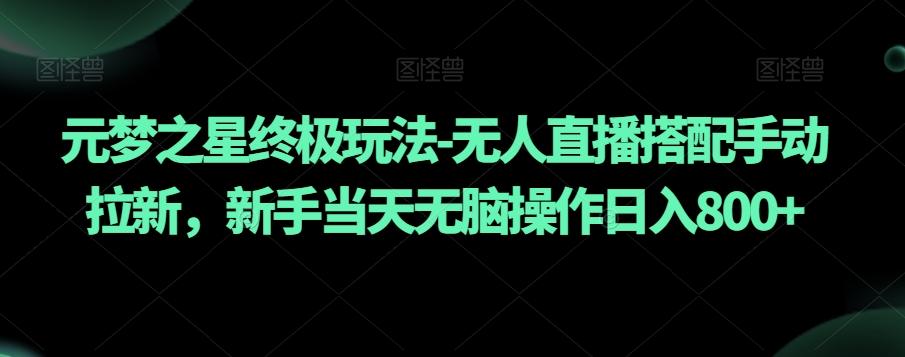 元梦之星终极玩法-无人直播搭配手动拉新，新手当天无脑操作日入800+【揭秘】-爱找项目网