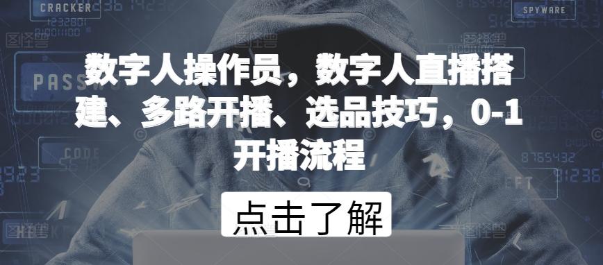 数字人操作员，数字人直播搭建、多路开播、选品技巧，0-1开播流程-爱找项目网