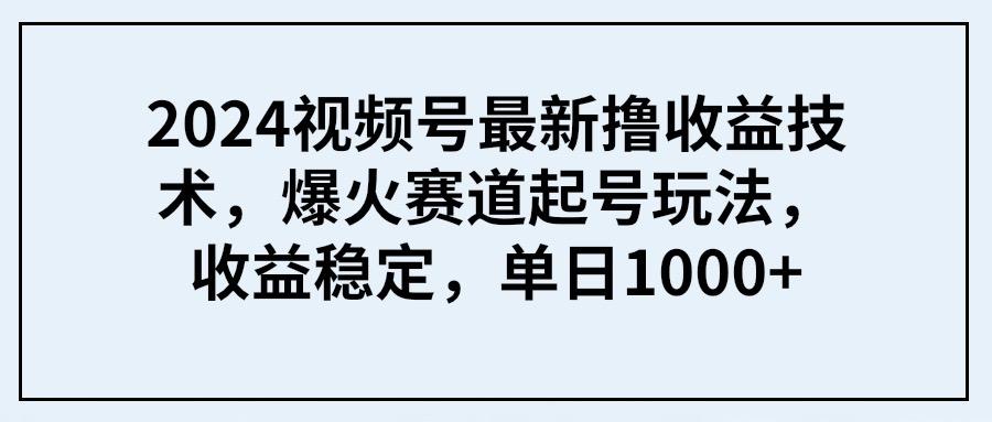 (9651期) 2024视频号最新撸收益技术，爆火赛道起号玩法，收益稳定，单日1000+-爱找项目网