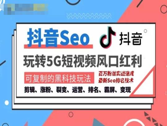 抖音SEO引流培训课程-抓住抖音风口，实现搜索排名，获取精准流量，快速成交变现-爱找项目网