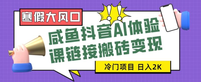 寒假大风口咸鱼抖音AI体验课链接搬砖变现，全网首发冷门项目，小白可日入2K+【揭秘】-爱找项目网