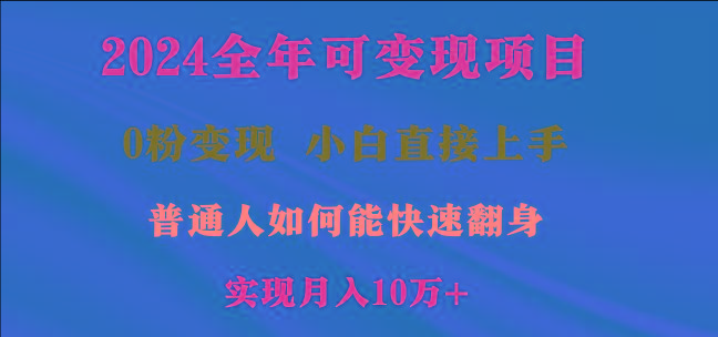 2024全年可变现项目，一天收益至少2000+，小白上手快，普通人就要利用互…-爱找项目网