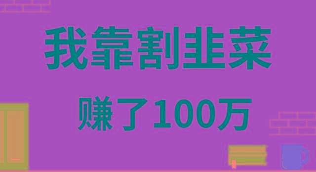 我靠割韭菜赚了 100 万-爱找项目网