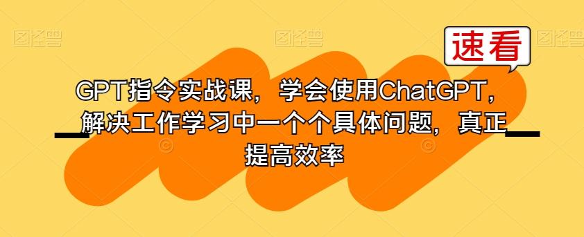 GPT指令实战课，学会使用ChatGPT，解决工作学习中一个个具体问题，真正提高效率-爱找项目网