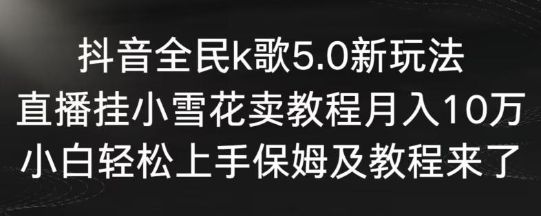 抖音全民k歌5.0新玩法，直播挂小雪花卖教程月入10万，小白轻松上手，保姆及教程来了【揭秘】-爱找项目网