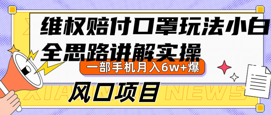维权赔付口罩玩法，小白也能月入6w+，风口项目实操-爱找项目网