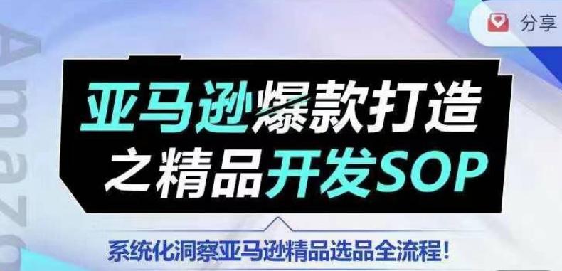 【训练营】亚马逊爆款打造之精品开发SOP，系统化洞察亚马逊精品选品全流程-爱找项目网