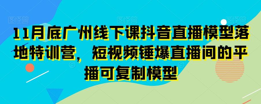 11月底广州线下课抖音直播模型落地特训营，短视频锤爆直播间的平播可复制模型-爱找项目网