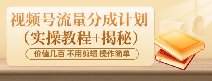 价值几百上千不用剪辑简单操作视频号流量分成计划（实操教程+揭秘）-爱找项目网