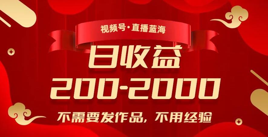 视频号直播蓝海，不需要发作品，不用经验，日入200-2000+【揭秘】-爱找项目网