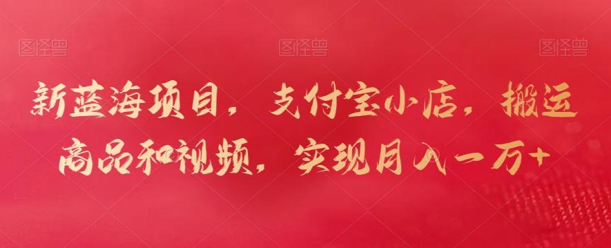 新蓝海项目，支付宝小店，搬运商品和视频，实现月入一万+【揭秘】-爱找项目网