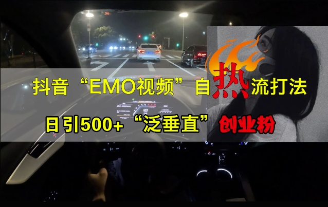 抖音EMO视频自热打法，日引500+“泛垂直”创业粉-爱找项目网