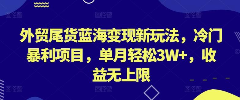 外贸尾货蓝海变现新玩法，冷门暴利项目，单月轻松3W+，收益无上限【揭秘】-爱找项目网