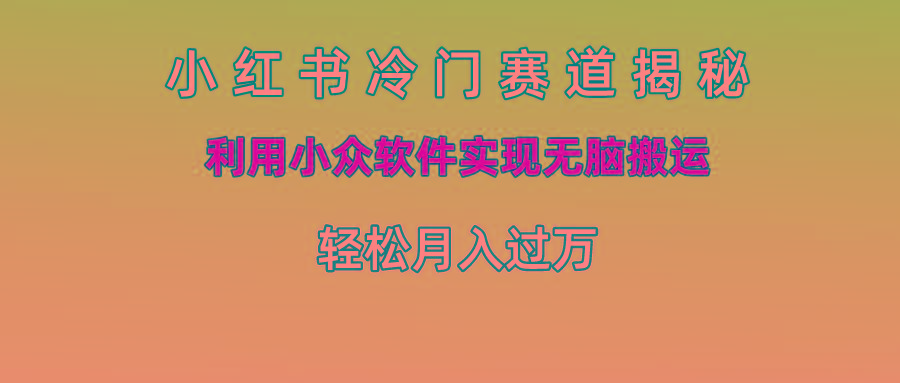 小红书冷门赛道揭秘,利用小众软件实现无脑搬运，轻松月入过万-爱找项目网