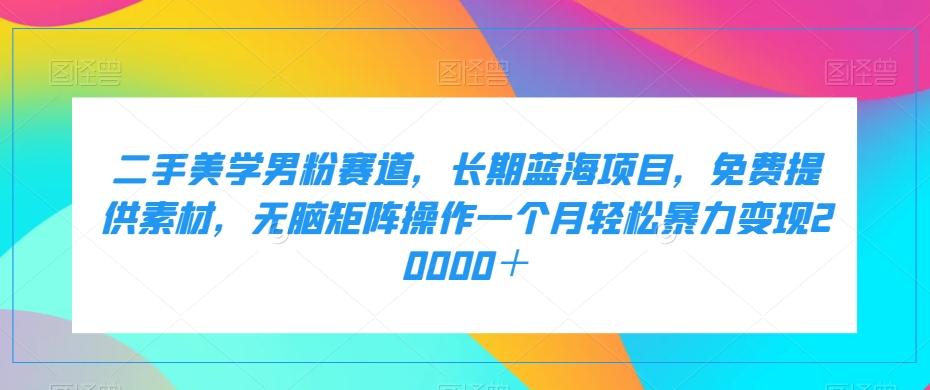 二手美学男粉赛道，长期蓝海项目，无脑矩阵操作一个月轻松暴力变现20000＋-爱找项目网