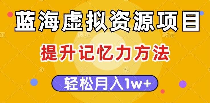 蓝海虚拟资源项目，提升记忆力方法，多种变现方式，轻松月入1w+【揭秘】-爱找项目网