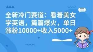 全新冷门赛道：看着美女学英语，篇篇爆火，单日涨粉10000+收入5000+-爱找项目网