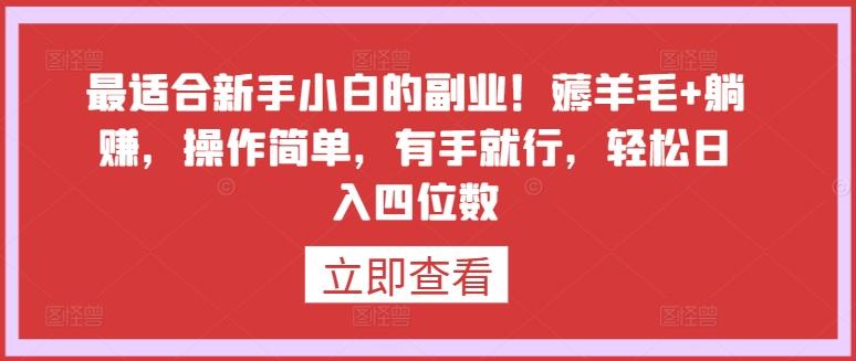 最适合新手小白的副业！薅羊毛+躺赚，操作简单，有手就行，轻松日入四位数【揭秘】-爱找项目网
