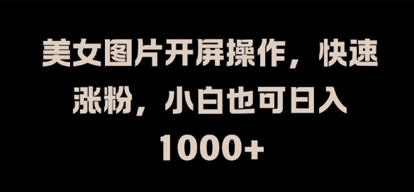 美女图片开屏操作，快速涨粉，小白也可日入1k【揭秘】-爱找项目网