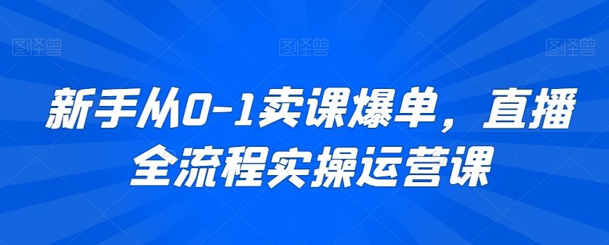 新手从0-1卖课爆单，直播全流程实操运营课-爱找项目网