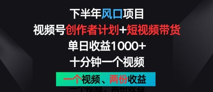 下半年风口项目，视频号创作者计划+视频带货，一个视频两份收益，十分钟一个视频【揭秘】-爱找项目网