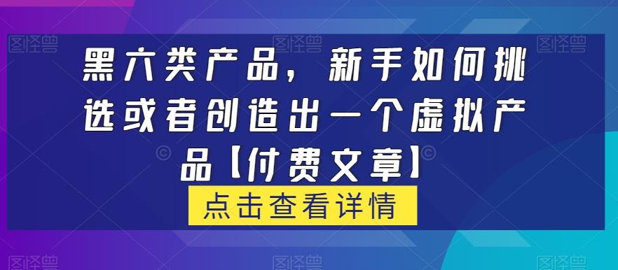 黑六类虚拟产品，新手如何挑选或者创造出一个虚拟产品【付费文章】-爱找项目网