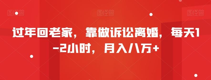 过年回老家，靠做诉讼离婚，每天1-2小时，月入八万+-爱找项目网