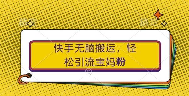 快手无脑搬运，轻松引流宝妈粉，纯小白轻松上手【揭秘】-爱找项目网