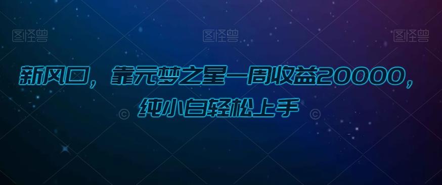 新风口，靠元梦之星一周收益20000，纯小白轻松上手-爱找项目网