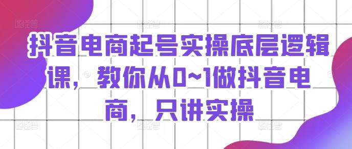 抖音电商起号实操底层逻辑课，教你从0~1做抖音电商，只讲实操-爱找项目网