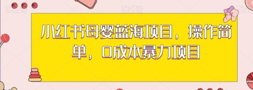 小红书母婴蓝海项目，操作简单，0成本暴力项目-爱找项目网