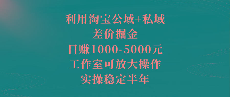 利用淘宝公域+私域差价掘金，日赚1000-5000元，工作室可放大操作，实操…-爱找项目网