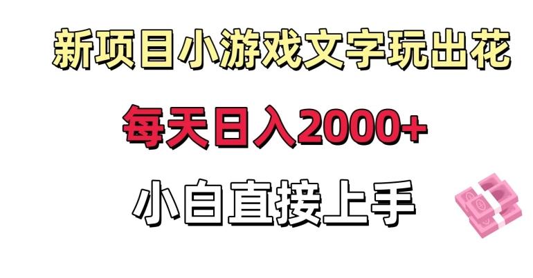 新项目小游戏文字玩出花日入2000+，每天只需一小时，小白直接上手【揭秘】-爱找项目网
