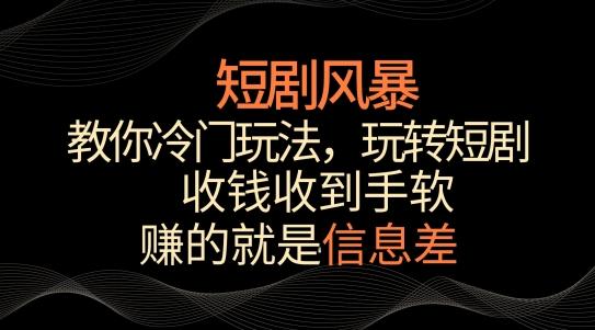 短剧风暴，教你冷门玩法，玩转短剧，收钱收到手软【揭秘】-爱找项目网