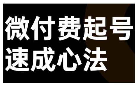 微付费起号速成课，视频号直播+抖音直播，微付费起号速成心法-爱找项目网