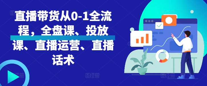直播带货从0-1全流程，全盘课、投放课、直播运营、直播话术-爱找项目网