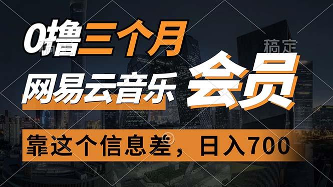 0撸三个月网易云音乐会员，靠这个信息差一天赚700，月入2w-爱找项目网